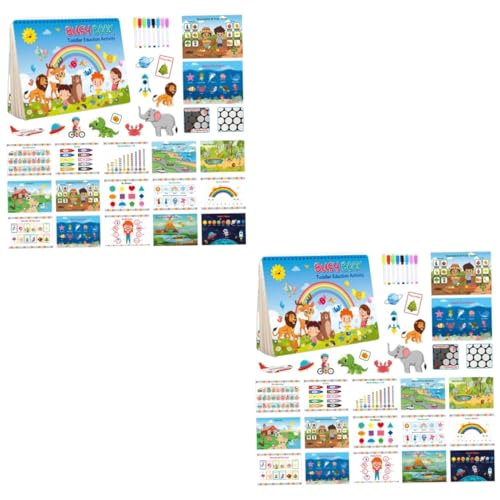 Abaodam 2 Sätze Aufklärungs-Ruhebuch Puzzle-Spielzeug lustiges Kind Aufkleberbuch Buchaufkleber Kinder Lernen Aufkleber Buch mit Aufklebern für Kinderszenen Papier Bücher von Abaodam