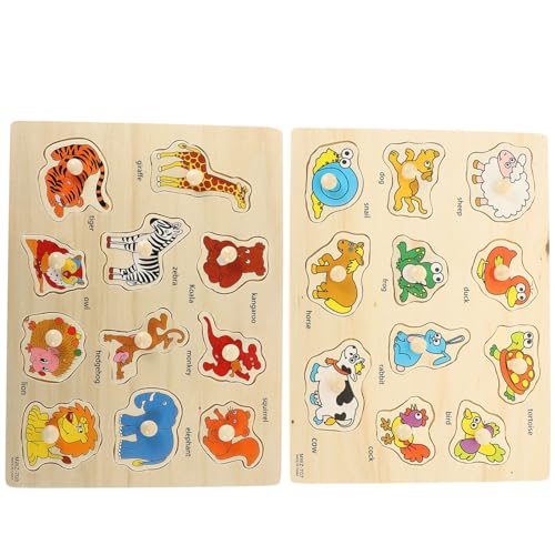 Abaodam 2 Sätze Brettpuzzle Greifen Tierische Rätsel Lernspielzeug Für Kleinkinder Puzzle- Für Kindererziehung Steckpuzzle Für Bildungsspielzeug Holz von Abaodam