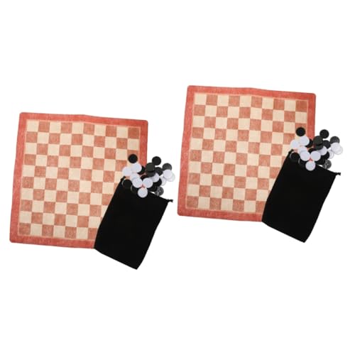 Abaodam 2 Sätze Brettspiel Zusammenklappbares Schachset Taschenschachbrett Turnier Schachbrett Tragbares Schach Klassisches Spielzeug Puzzle-Spielzeug Spielzeug Für Kinder Schach-kit Stoff von Abaodam