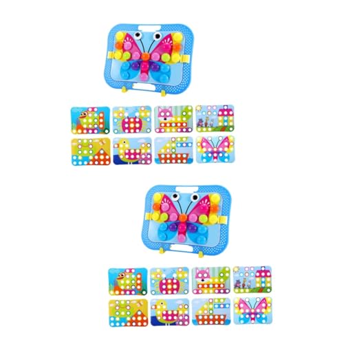 Abaodam 2 Sätze DIY-Puzzle-Spielzeug Kinder Puzzles Mosaik-Steckplatte Rätsel Kinderspielzeug Puzzle-Spielzeug für Kinder Nagelpuzzle für Kinder Knopf Blöcke Kleinkind ABS-Kunststoff von Abaodam