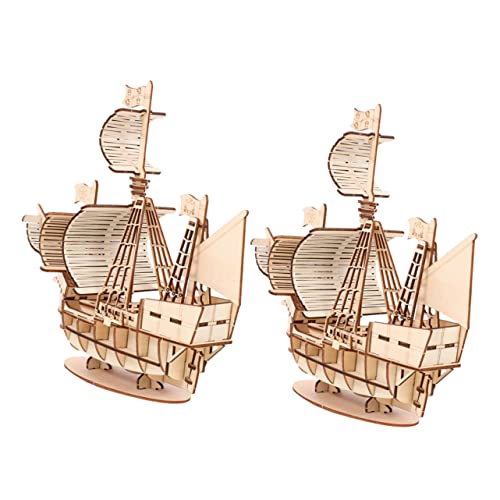 Abaodam 2 Sätze Diorama Segeln Rätsel Puzzle-Modell Kit Pinzette Kit-Puzzle Spiel Befestigungspinzette Perlen Pinzette Handgemachte Pinzette Perlenpinzette 3D-Puzzle Gadget Khaki Holz von Abaodam