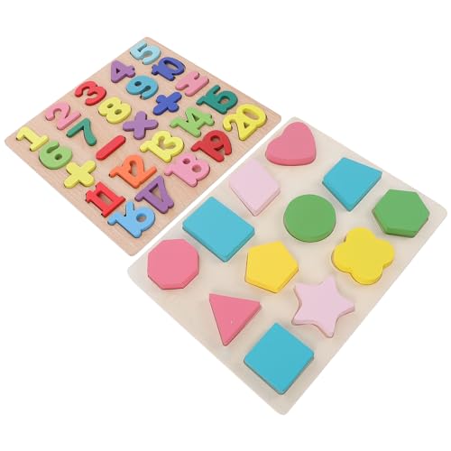 Abaodam 2 Sätze Dreidimensionales Puzzle Kinderspielzeug Buchstaben Und Zahlen Lernbrett Mehrere Formen Babyspielzeug Massenpuzzles Für Lernspielzeug Puzzlespielzeug Aus Holz von Abaodam