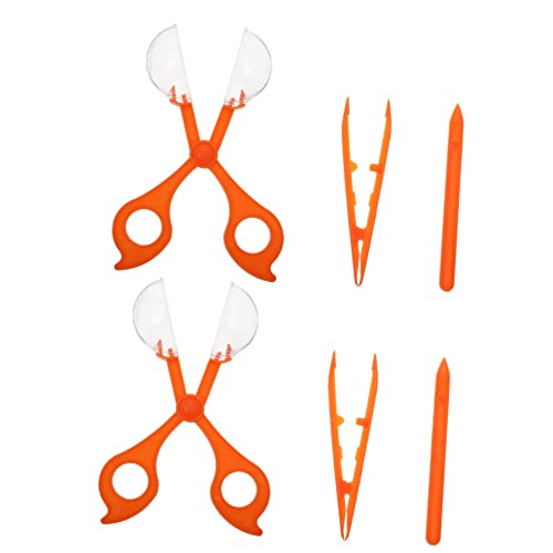 Abaodam 2 Sätze Dreiteiliges Insekten fang Set Outdoor draußen Outdoor Toys Insektenfänger-Set Insektenfangset Fang Pinzette Schere Clip Plastik Orange von Abaodam