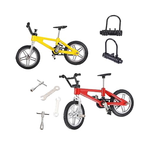 Abaodam 2 Sätze Fingerrad kinderspielzeug Kinder Spielzeug Mini-Fingerbike-Modell Tisch-Wettkampfspiel Spielzeug Fingerspielzeug aus Aluminiumlegierung Wettbewerbsfähiges Fahrradspielzeug von Abaodam