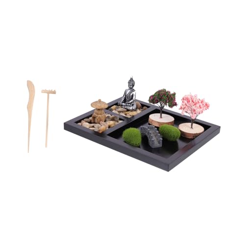 Abaodam 2 Sätze Gartenlandschaft Sandtisch Sandkasten Mini-Zen-Garten-Kit Bausatz Meditation gefuhrte Schreibtisch Dekoration fleab scheibengardinen Meditationsschmuck Tischdekoration Harz von Abaodam