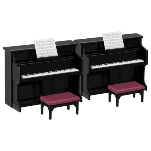 Abaodam 2 Sätze Kinderspielzeug kinderzimmer musikalisches Mini Klavier Klavier Puppenhauszubehör Miniatur-Puppenhausinstrument Plastik Black von Abaodam