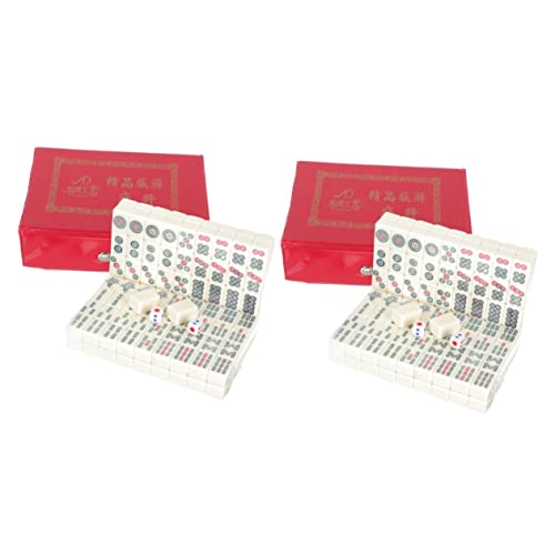 Abaodam 2 Sätze Lustiges Mahjong-kit Mini-Mahjong Mini-Spielzeug Interessantes Mahjong-kit Lustige Mahjong-spielzeuge Requisiten Für Reisespiele Mini-spielekonsolen Mahjong-Fliesen Acryl von Abaodam