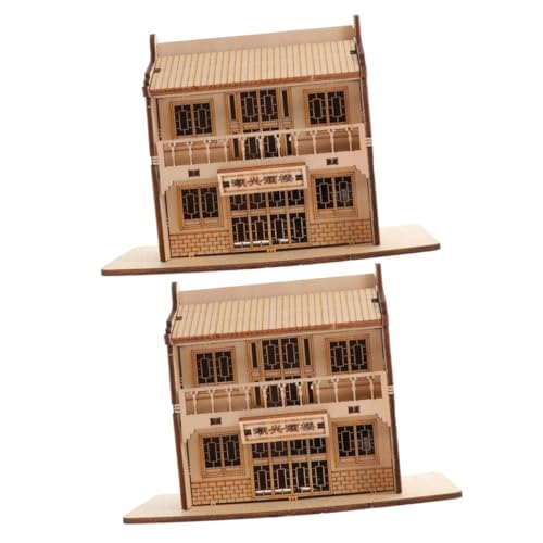 Abaodam 2 Sätze Modell Aus Holz Kinder Rätsel Modelle Spielset Aus Holz Spielzeuge Kinderspielzeug Bausatz Für EIN Öffentliches Hausmodell 3D Hölzern Rostfreier Stahl Suite von Abaodam