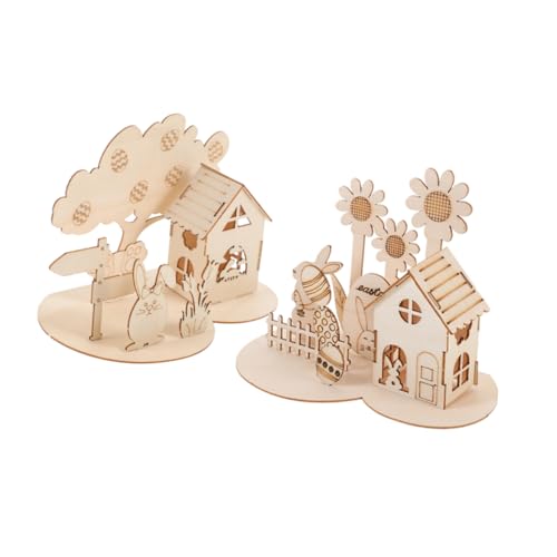 Abaodam 2 Sätze Osterschmuck aus Holz Zinn Party Platte Luft Mini-Strickornamente Puzzle hubrig ostern + dekoration Kleinkind -Rätsel ostergeschenk für hölzern Khaki von Abaodam