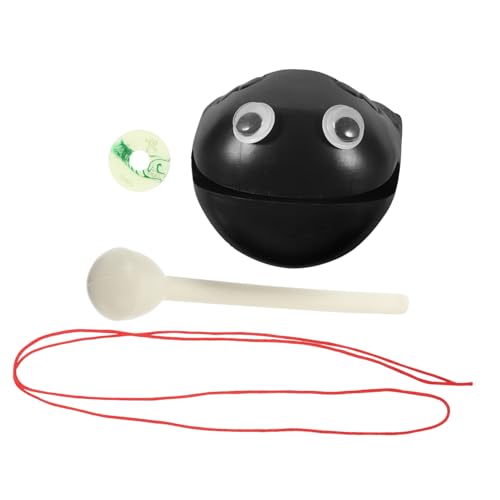 Abaodam 2 Sätze Percussion- Frosch-Instrument Handtrommel mit Schlägel Tempelglocke musikinstrumente Musical Instruments Dance Tempelblock Percussion-Musikspielzeug Plastik Black von Abaodam