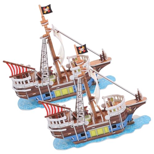 Abaodam 2 Sätze Piratenschiff-Puzzle Puzzlematte Puzzle-Modell 3D 3D-Puzzles Für Bausätze Für Erwachsene 3D-Puzzles Für Erwachsene Puzzles Für Im Alter Von 8-10 Jahren Papier von Abaodam