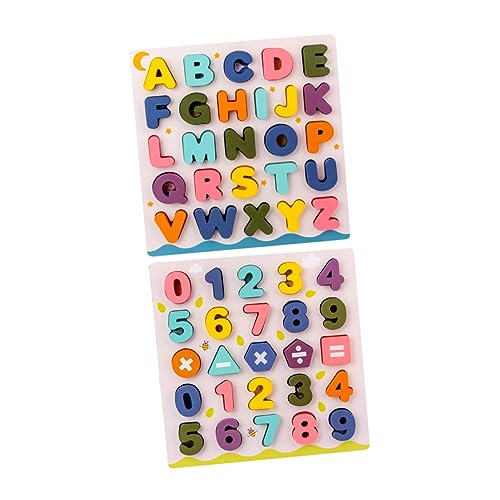 Abaodam 2 Sätze Puzzle Spielzeug rätselbuch Kinder holzspielsachen + die ungl Fun Toy Nummernalphabetblöcke Kinder Blöcke Buchstabenblöcke aus Holz Bildungsblöcke Alphabet und hölzern von Abaodam