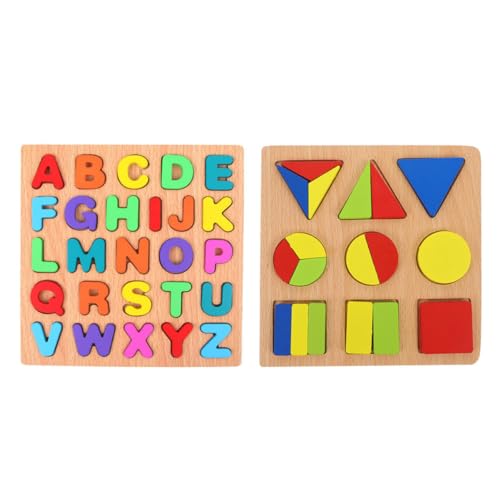 Abaodam 2 Sätze Puzzle laubsägen für rätsel für shaperly Toys aufbügler Buchstaben geometrische Toys for Figuren Children Toys hölzern Colorful von Abaodam