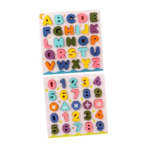 Abaodam 2 Sätze Puzzle rätselbuch kinderf Holzblöcke Ruthe Fun Toy Alphabet und Blöcke Buchstabenblöcke aus Holz Bildungsblöcke Nummernalphabetblöcke hölzern von Abaodam