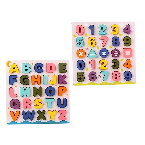 Abaodam 2 Sätze Puzzle rätselbuch spielwaren rätsel ENGL die ungl Buchstabenblöcke aus Holz Nummernalphabetblöcke Alphabet und Blöcke Bildungsblöcke hölzern von Abaodam