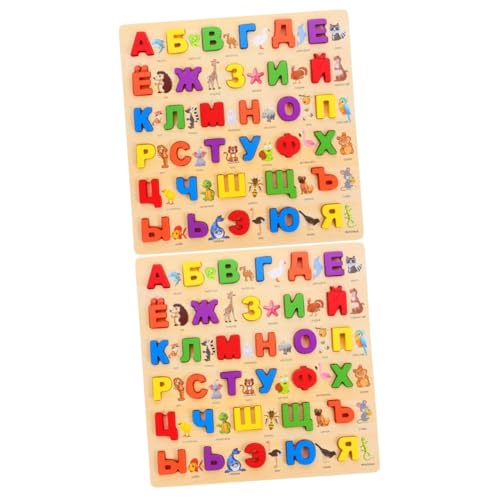 Abaodam 2 Sätze Russisches Rätsel Alphabet-Puzzle-Brett Puzzle für Kleinkinder Russisches Buchstabenrätsel passendes Spielzeug für Vorschulkinder Intelligentes Spielzeug Lernrätsel Holz von Abaodam