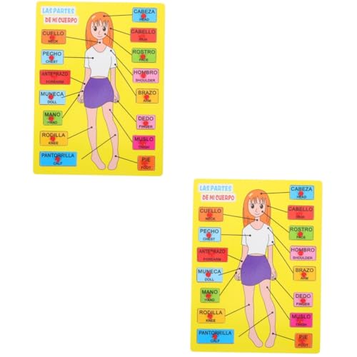 Abaodam 2 Sätze Spanisches Rätsel Mein Körperrätsel Für Kleinkinder Menschlicher Körper Puzzle Für Kinder Puzzle-Spielzeug Für Den Menschlichen Körper Passendes Spielzeug Puzzlematte Holz von Abaodam