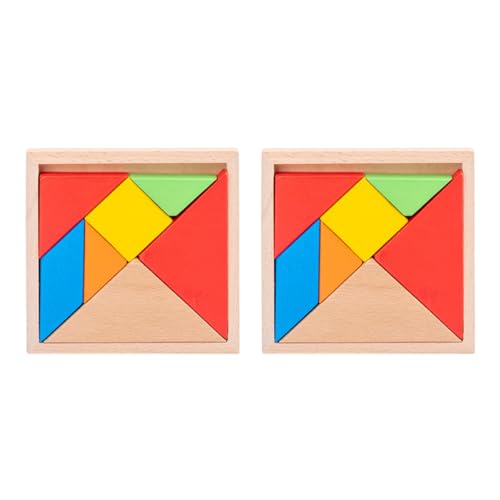 Abaodam 2 Sätze Tangram Puzzle Puzzle rätselbuch kinderpuzzle holzpuzzles knobeleien für holzrätsel Puzzle für frühkindliche aufklärung Hölzern von Abaodam