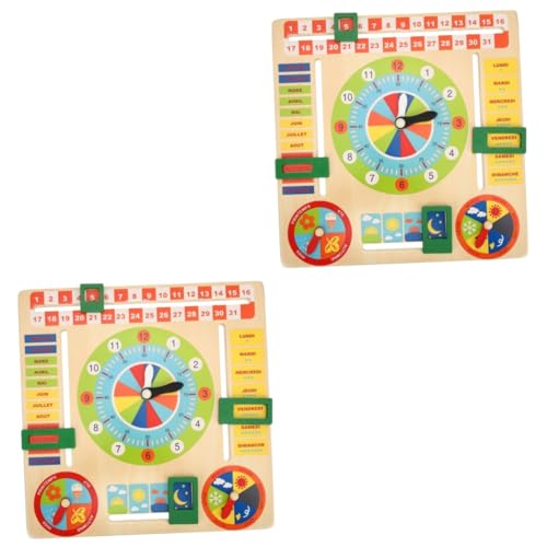 Abaodam 2 Sätze Uhr Spielzeug Kinderkalender Montessori- Kinderspielzeug Kleinkindspielzeug Holzspielzeug für Kleinkinder Kalenderuhr aus Holz als Spielzeug Spielzeuguhr von Abaodam