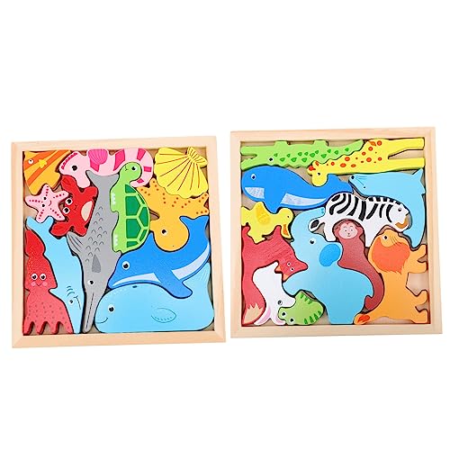 Abaodam 2 Sätze tierisches dreidimensionales Puzzle Planke Formen Puzzle Rätsel basteln Hund Puzzle kinderpuzzle Educational Toys passendes Puzzle Frühpädagogisches Holz von Abaodam