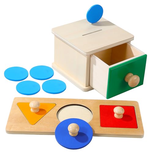 Abaodam 2 Satz Münzbox Geometrie Stapelspielzeug Kinderpuzzle Rätsel Für Kleinkinder Kleinkindspielzeug Spielzeug Für Kleinkinder -rätsel Kinderrätsel Kleinkind-Puzzle Holz von Abaodam