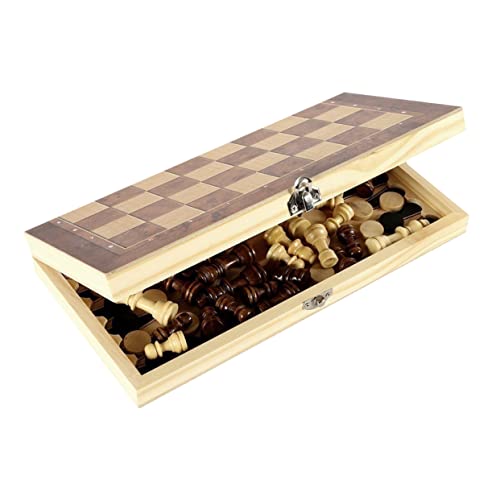 Abaodam 2 Sets DREI In Eins Schachspielbrett Lernspielzeug Klappschach Holz Backgammon Holzschachbrett Backgammon Schachbrett Holzschach DREI In Eins Schachbrett von Abaodam