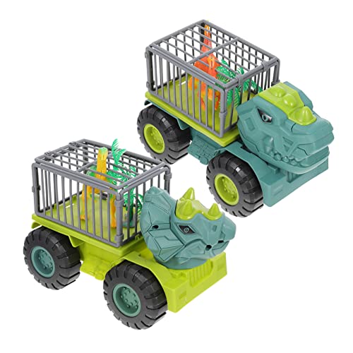 Abaodam 2 Sets Dinosaurier Technik Fahrzeug Spielzeugauto Für Lernspielzeug Spielzeug Für Autos Spielzeug Transportauto Bagger LKW Spielzeug Press and Go Dinosaurier Auto von Abaodam