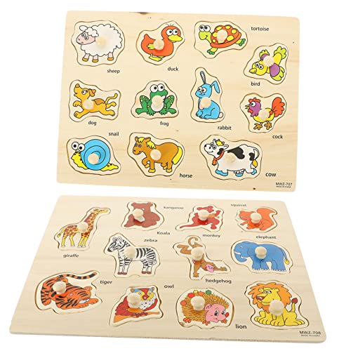 Abaodam 2 Sets Greifbrett Puzzle Puzzle Spielzeug Tiere Form Puzzle Spielzeug Meerestier Puzzle Tiere Klobige Puzzles Denkaufgabe Montessori Spielzeug Kinder Montessori Holz von Abaodam