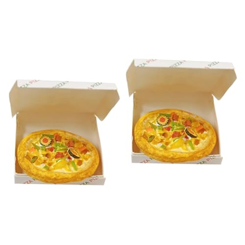 Abaodam 2 Sets Mini Pizza Mit Box Puppenhaus Miniaturen Simulation Mini Pizza Gefälschte Pizza Ornament Pizza Modell Dekor Gefälschte Pizza Foto Requisite Winzige Lebensmittel von Abaodam