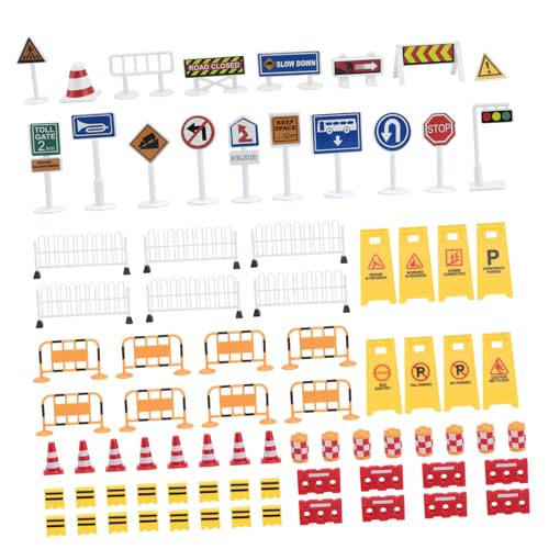 Abaodam 2 Sätze Simulierte Verkehrsbarrikaden Straßenschild stoppen Eisenbahnverkehrszeichen Kinderspielzeug Spielzeuge Embleme Straßensperre Spielzeug Verkehrsschild elektrisch das Schild von Abaodam