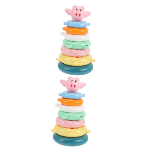 Abaodam 2 Sets Spielzeug Regenbogen Ring Turm Spielzeug Blöcke Spielzeug Kinder Stapelspiel Babys Spielzeug Stapelring Spielzeug Lernspielzeug Kinderspielzeug Kinderspielzeug von Abaodam