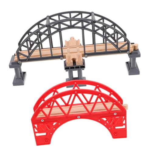 Abaodam 2 Stück Gleiszubehör Brücke Zug Eisenbahn Zubehör Zug Zubehör Holz Rot von Abaodam