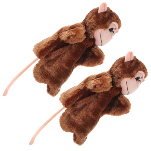 Abaodam 2 Stück Handpuppe Früherziehung interaktives beschwertes Kuscheltier Outdoor Toys Kreatives plushbit Tiere Handpuppe kleine Handpuppe Plüsch Coffee von Abaodam