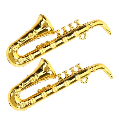 Abaodam 2 Stück Mini-Saxophon Mini-Musikinstrument-Dekoration Miniatur -Geigen -Musikinstrumente musikalisches Puppenhaus Musikinstrument Saxophonmodell Mini-Instrument Plastik von Abaodam