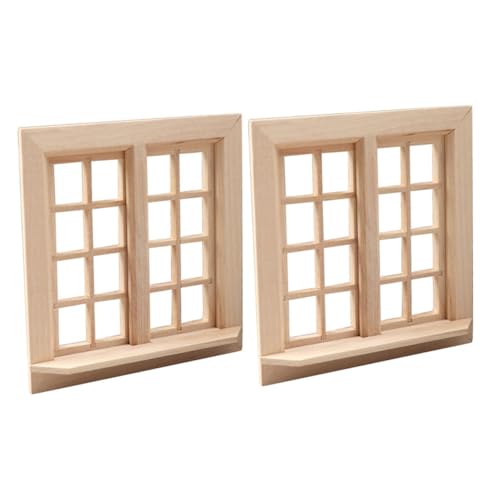 Abaodam 2 Stück Mini Tür Und Fenstermodell Mikro Landschaftsornament Puppenhaus Teile Puppenhaus Fensterornamente Mini Möbel Miniatur Miniatur Fensterrahmen Khaki Holz von Abaodam