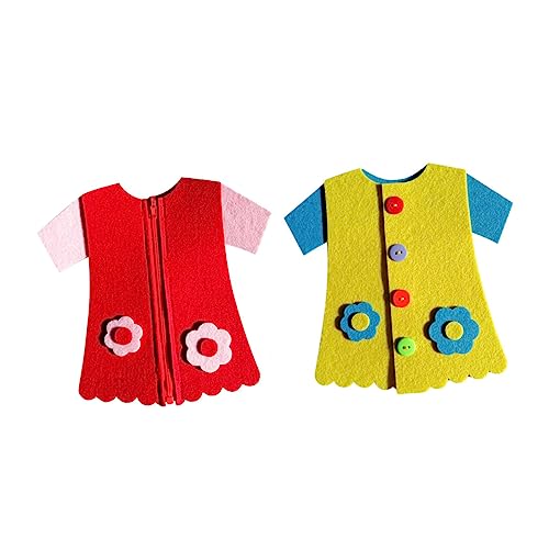 Abaodam 2 Stücke Kleid Knopf Reißverschluss vliestücher raufaser vlies Funny Toys Fun Toy Filzbrett für Kleinkinder Knopf-Lernspielzeug mit gebundenen Knöpfen rot von Abaodam