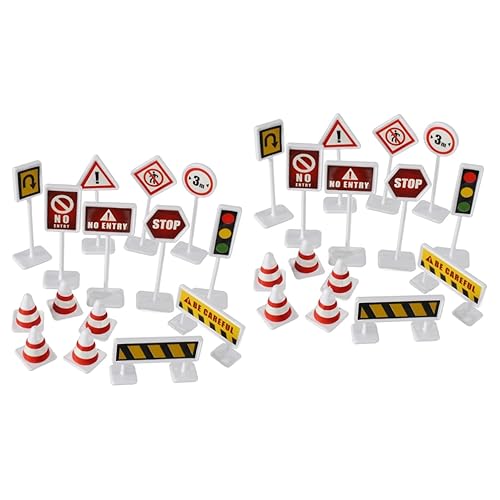 Abaodam 20 Sätze Straßensperre Zeichen Lernspielzeug für Kinder Verkehr Autos Spielzeug Rollenspiel Straßenschild Roadsign straßenschilder Mikro-Szene-Spielzeug Mini-Straßenzaun Plastik von Abaodam