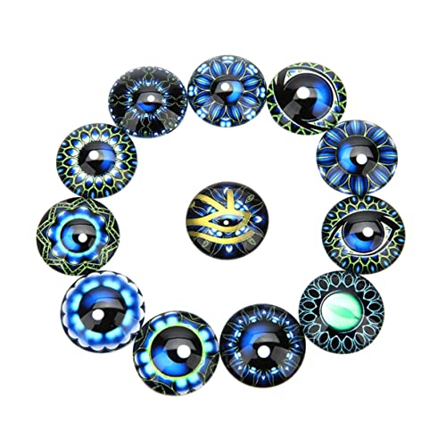 Abaodam 20 Stück Edelsteine ​​glasaufkleber Schmuckmaterial Selber Machen Flecken Schmuckaufnäher Runder Cabochon Aus Glas Blue von Abaodam