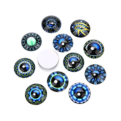 Abaodam 20 Stück Schmuckaufnäher DIY Glasflicken Edelsteine ​​Glasaufkleber runder Cabochon aus Glas Flecken Schmuckmaterial selber Machen Blue von Abaodam