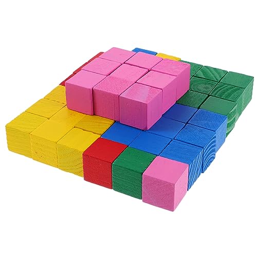 Abaodam 200St Bausteinwürfel Stapelgebäude Stamm Spielzeug Bausteine ​​stapeln interaktives Spielzeug Kinder entwicklung Safe Toy pädagogisches Spielzeug Babyspielzeug Holz Colorful von Abaodam