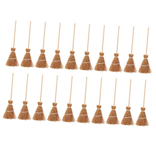 Abaodam 20St Mini-Besen-Anhänger Mini-Zubehör Spielzeugbesen winzig Aquarium Puppenhauszubehör Strohbesen puppenstubenmöbel Dollhouse Furniture Kleiner Hexenbesen Halloween Holz Mops von Abaodam