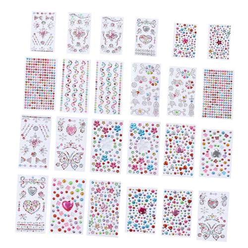 Abaodam 24 Blatt DIY Strass Aufkleber DIY Acryl Aufkleber Telefon Strass Aufkleber DIY Aufkleber Telefon Perlen Aufkleber von Abaodam