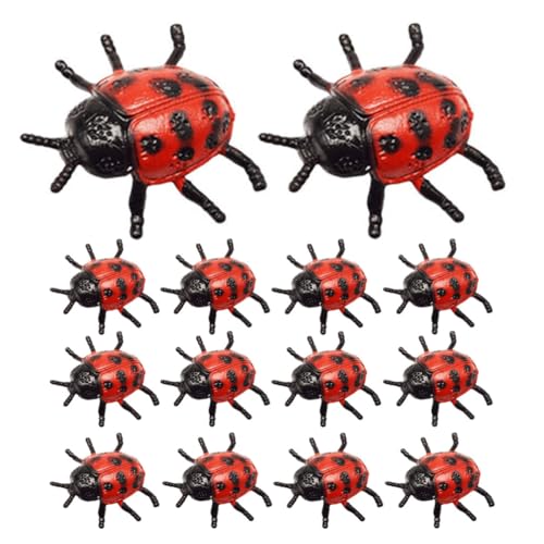 Abaodam 24Pcs Mini Ladybug Figur Realistisch Gefälschte Lady Spielzeug Realistische Marienkäfer -Figuren Spielzeug Für Kinder Simulation Lady Streich Spielzeug Für Aprilscherz von Abaodam