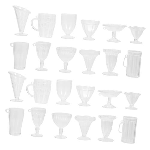 Abaodam 24st Puppenhaus-kristallbecher Tassen Wagen Figur Würfel Miniatur Bausatz Minispielzeug Für Puppen Mini-wasserbecher Mini-hauspokal Winzige Tasse Mini-bierbecher Mini-Tasse Plastik von Abaodam