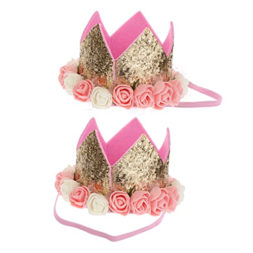 Abaodam 2St Geburtstag -Dusche-Krone -Prinzessin-Stirnband Tiara-Krone für Kleinkinder Krone für Kinder party mitgebsel kinder kinderparty mitgebsel kronen Haarschmuck Stoff von Abaodam