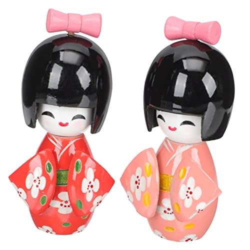 Abaodam 2St Kimono-Puppe japanisch interaktives Babyspielzeug Plüsch Buddha-Statue Holzhandwerk Einweihungsgeschenk Puppe für Zuhause Desktop- Desktop-Ornament Tischdekoration hölzern von Abaodam