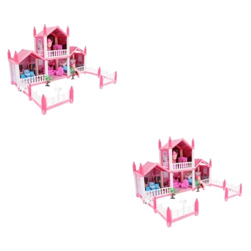 Abaodam 2St Kinderburg interaktives Spielzeug Interactive Toys Toys Prinzessinnen Schloss Kinder spielhaus Musterhaus Modell eines Schlosshauses Schlossmodell für Kinder Abs Rosa von Abaodam