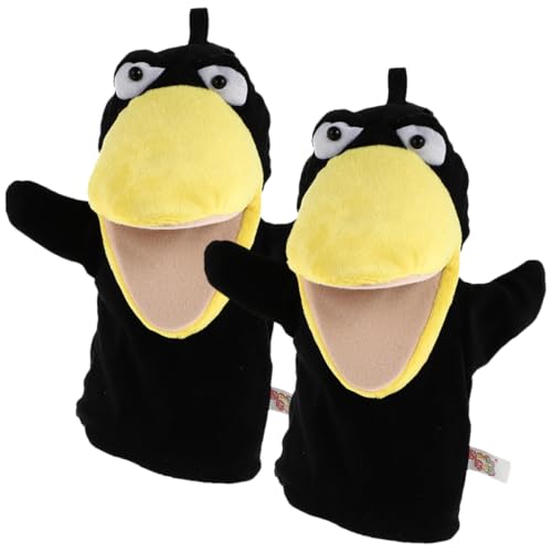 Abaodam 2St Krähe Handpuppe interaktives Cartoon-Marionettenspielzeug Cartoon-Handpuppen lustige Spielsachen Tierpuppenspielzeug Puppen für Weihnachtspuppenspielzeug Plüsch Black von Abaodam