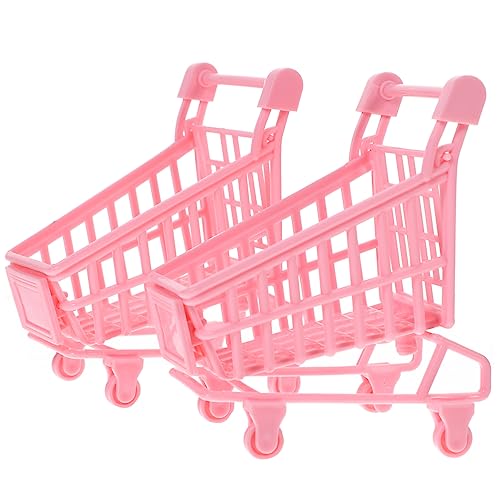 Abaodam 2St Mini-Trolley Storage Trolley ablagekörbe puppenwagen Mini-Einkaufswagen-Dekoration Spielzeughalter zur Schreibtischaufbewahrung Warenkorb-Modell Kinder einkaufswagen Eisen Rosa von Abaodam