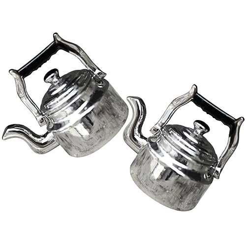 Abaodam 2St Mini Wasserkocher Teekannen Fritteuse Schwanenhals Puppenhaus-Küche Puppenhausartikel Luft für kinderspielzeug Wasserkocher Modell Mini-Kessel Legierung Silver von Abaodam